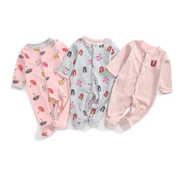 Design Footed Pajamas Set Teal / White / Gray Baby Sleepwear - 22