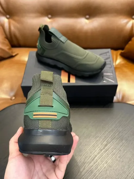 Zegna Oasi Knit Slip-On Olive Green Sneakers - 14