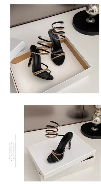 Design Strappy Crystal-Embellished Pink Stiletto Heels - 29