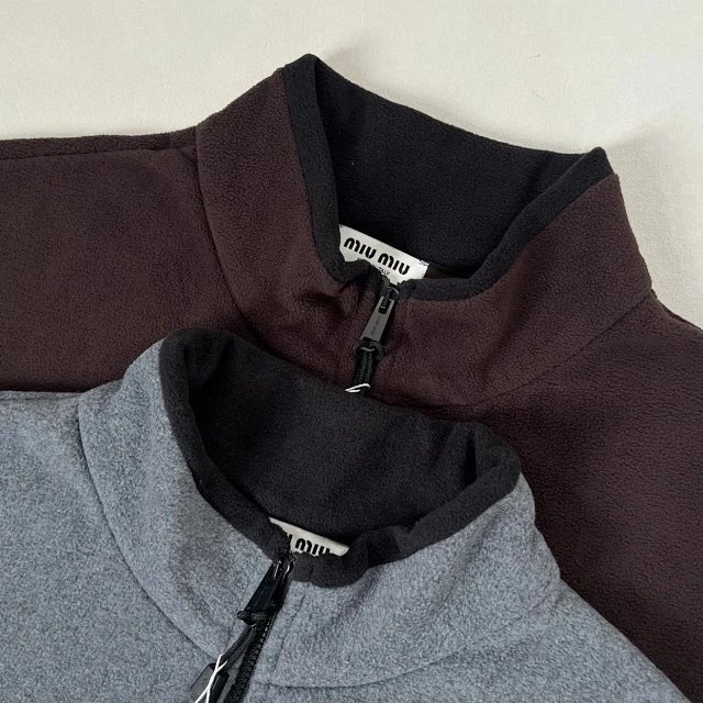 Miu Miu Oversized Fleece Jacket Gray Outerwear - 26