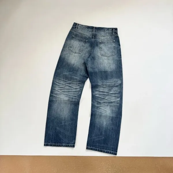 Design Wide-Leg Distressed Blue Jeans - 13
