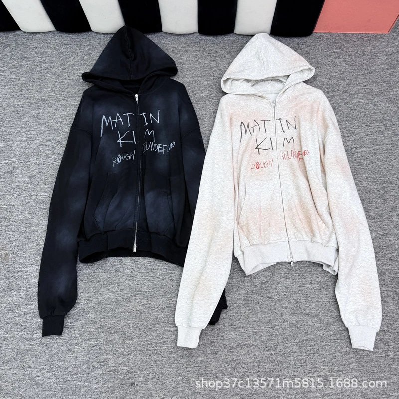 Matin Kim x UNDEFiED Rough Black Distressed Zip-Up Hoodie - 3