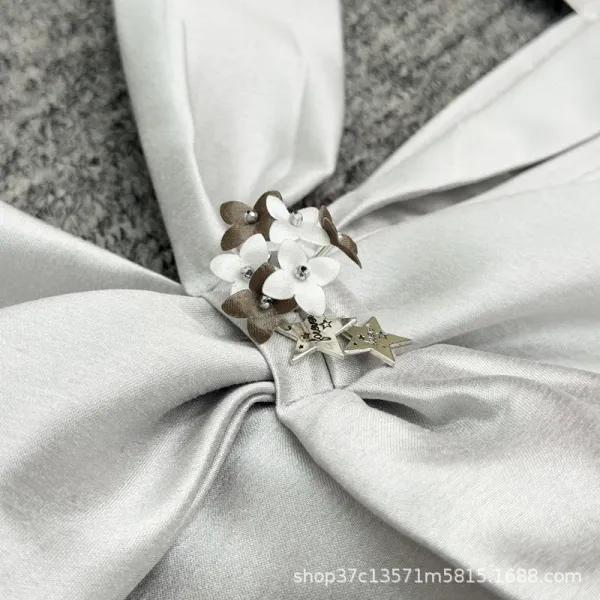 Design Bow-Back Satin Top White - 8