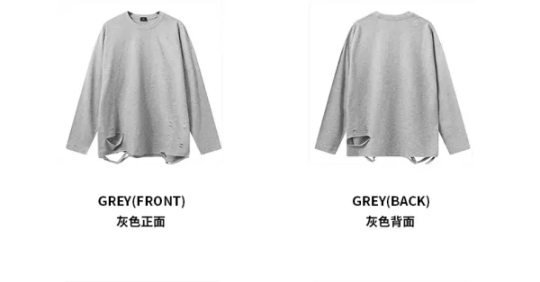 Design Distressed Oversized Long Sleeve T-Shirt Emerald Green - 15