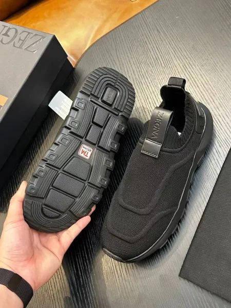 Zegna Oasi Knit Slip-On Olive Green Sneakers - 19