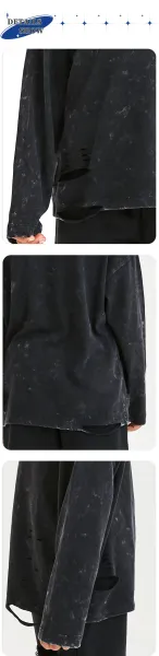 Design Distressed Oversized Long Sleeve T-Shirt Emerald Green - 21