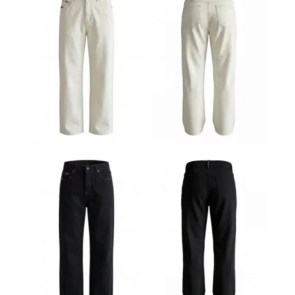 Design Wide-Leg Relaxed Fit White Denim Jeans - 11