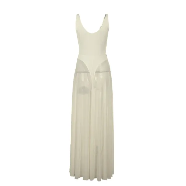 Design Sheer Overlay Maxi Dress in Ivory - 1
