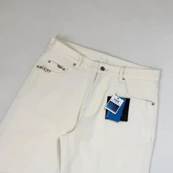 Design Wide-Leg Relaxed Fit White Denim Jeans - 13