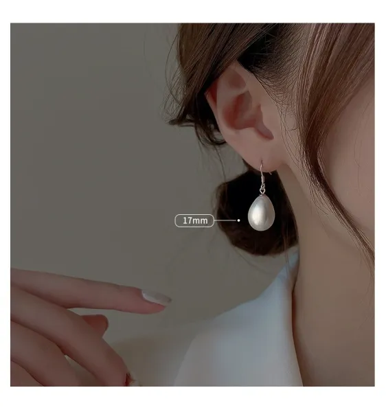 Design Pearl Drop Earrings 13mm Silver Tone Jewelry - 5