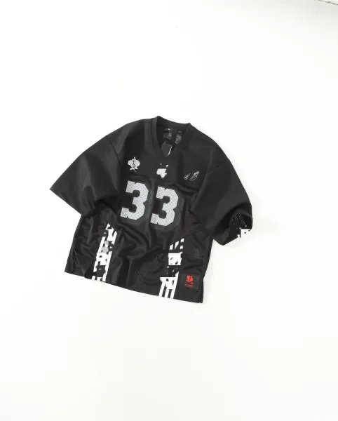 Design Mesh Football Jersey Black with Number 33 - 3