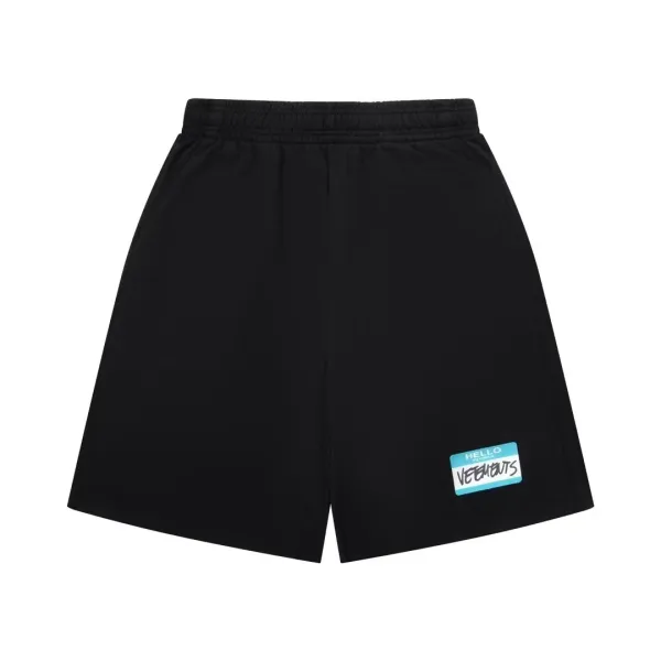 Vetements Hello Name Tag Shorts Black - 1
