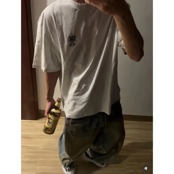 Design Embroidered Bow T-Shirt Gray - 14