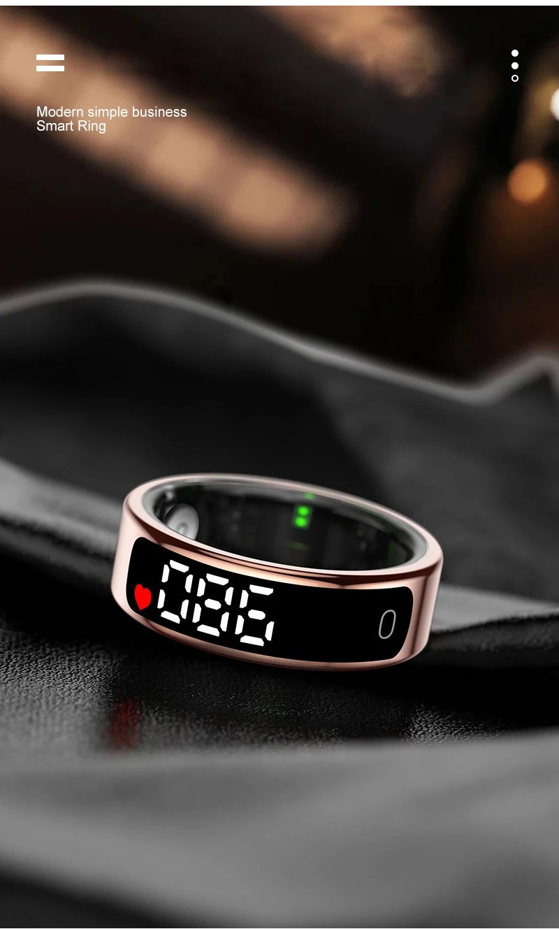 Design Smart Ring Rose Gold Digital Display Fitness Tracker Smartwatches - 16