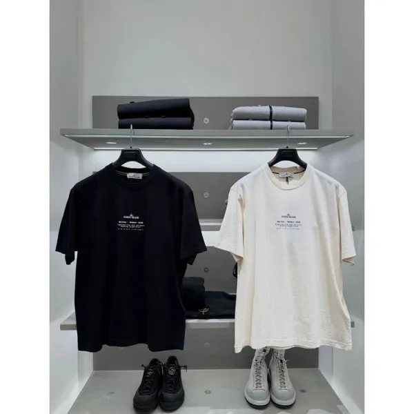 Stone Island Compass Logo Print Black T-Shirt - 10