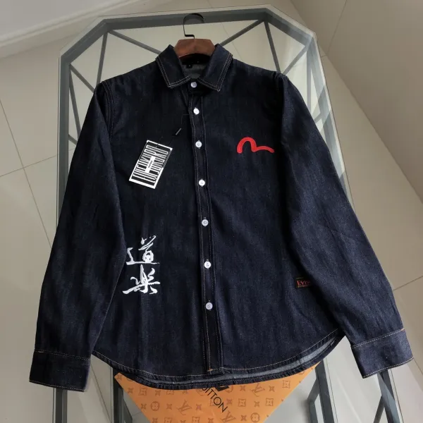 Evisu Osaka Japan Embroidered Denim Shirt Navy - 3
