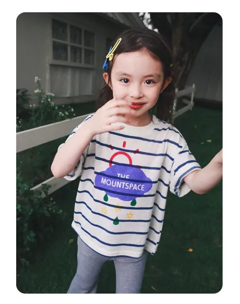 Design The Mountspace Striped Graphic T-Shirt White Navy T-Shirts - 18