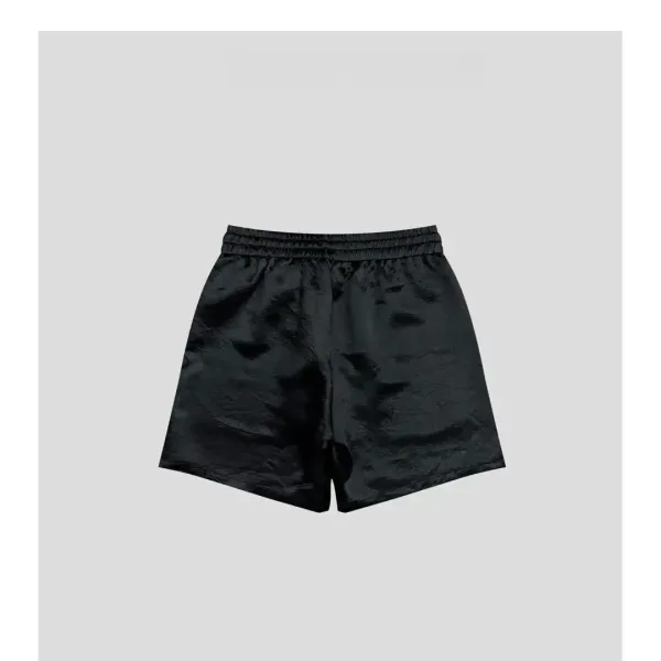 Design Satin Drawstring Shorts Black - 4