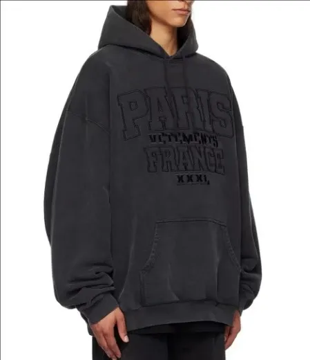 Vetements Paris France Oversized Hoodie Black - 1