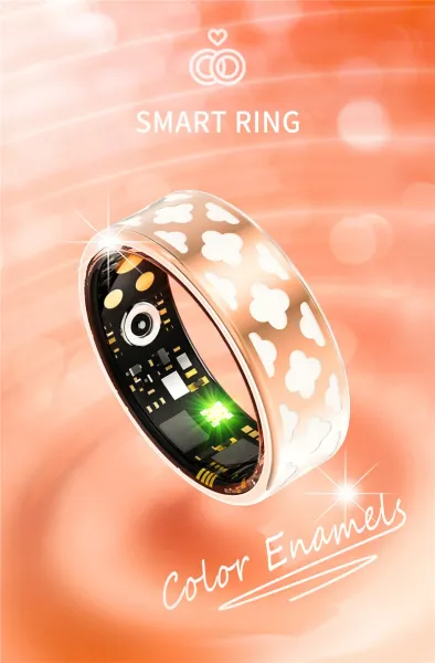 Design Smart Ring Rose Gold Clover Cutout with LED Circuit Jewelry - 2