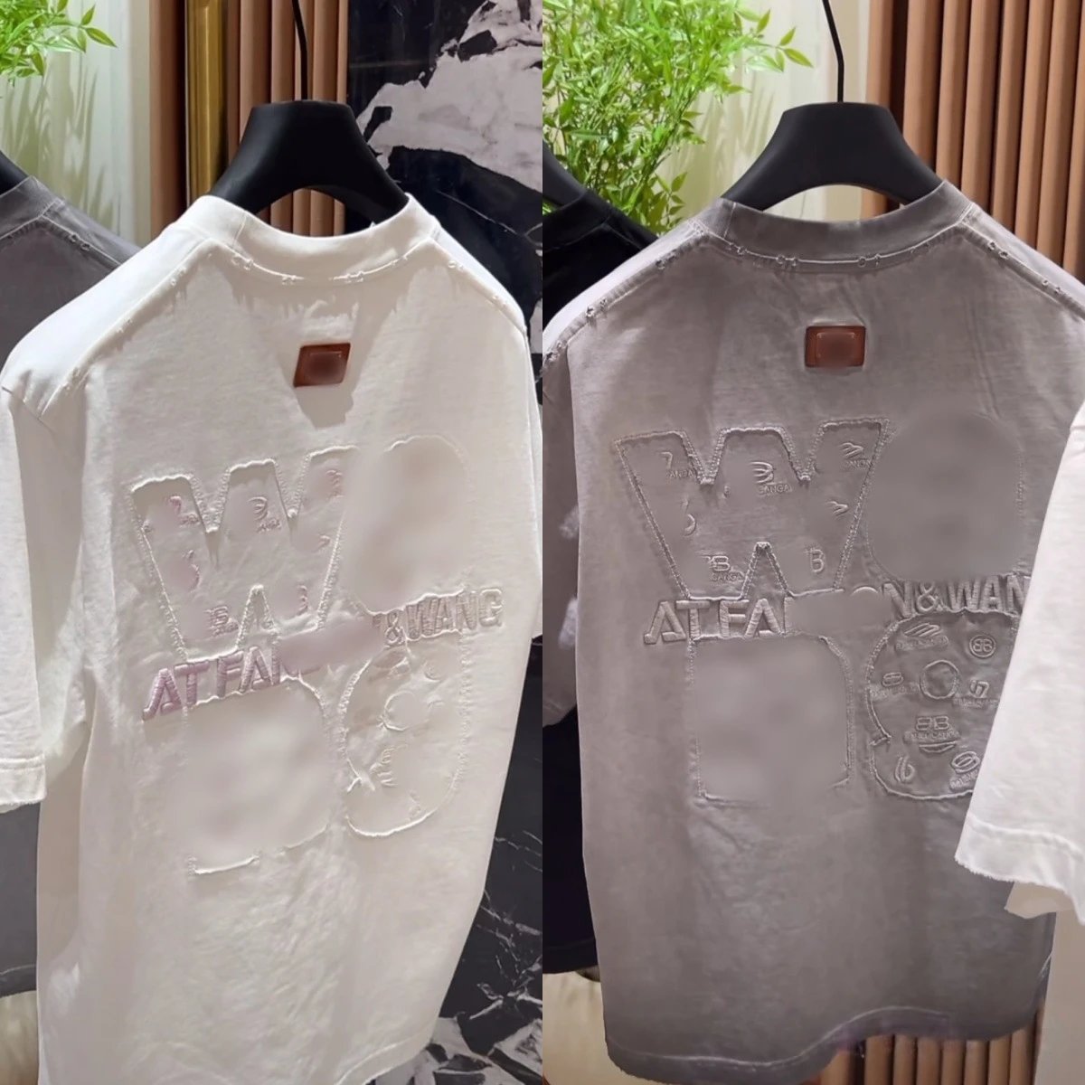 Balenciaga x Alexander Wang AT FAN Distressed Graphic T-Shirt Black - 7