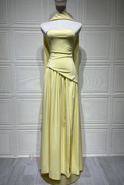 Design Olive Green Asymmetrical Halter Gown Dress.formal Dress - 6