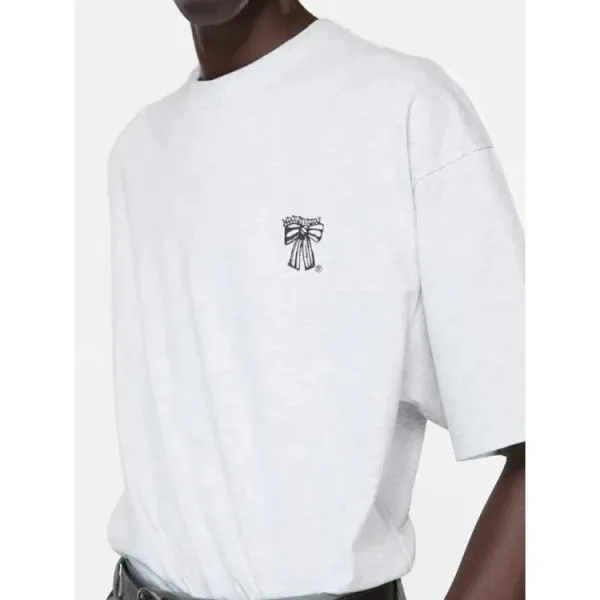 Design Embroidered Bow T-Shirt Gray - 11