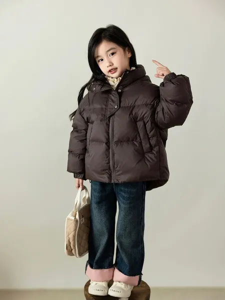 Design Puffer Jacket Black with Faux Fur Earmuffs + Polka Dot Corduroy Pants Cream Kids Outerwear Set - 8