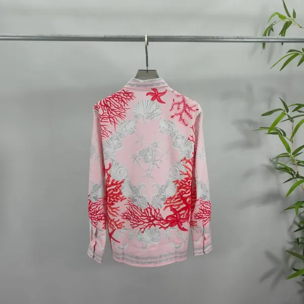 Versace Medusa Coral Print Pink Shirt and Shorts Set - 10