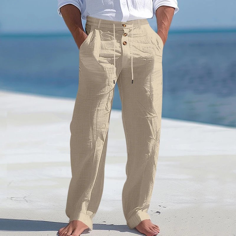 Design Wide-Leg Linen-Blend Trousers Black Pants - 31
