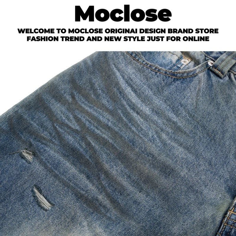 Design Moclose Distressed Wide-Leg Blue Jeans - 23