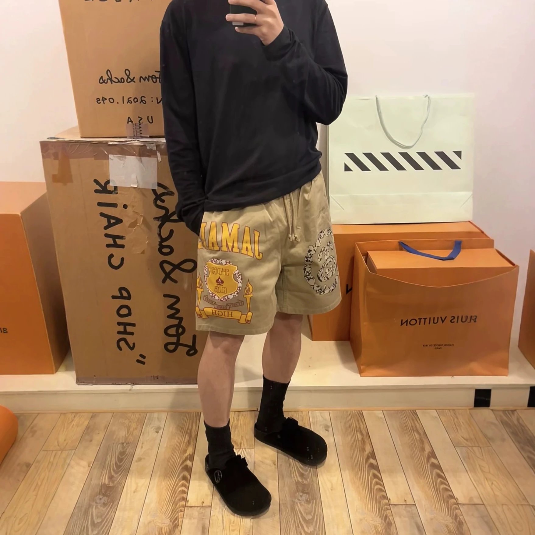 Stussy Jamaica Beige Graphic Print Shorts