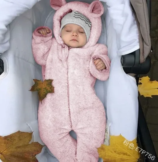 Design Purple Bear-Eared Fleece Romper with Beanie Hat Set Sleepwear - 4