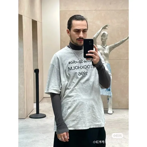 Acne Studios Stockholm 1996 Graphic T-Shirt Black and Gray - 13