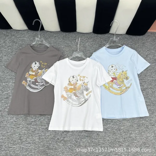 Design Rocking Horse Illustration Light Blue T-Shirt - 3