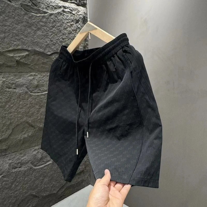 Design Drawstring Waist Shorts Black