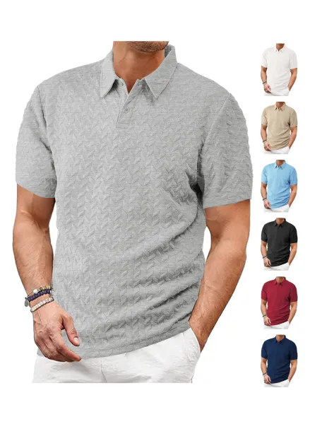 Design Textured Chevron Polo and Shorts Set White - 41