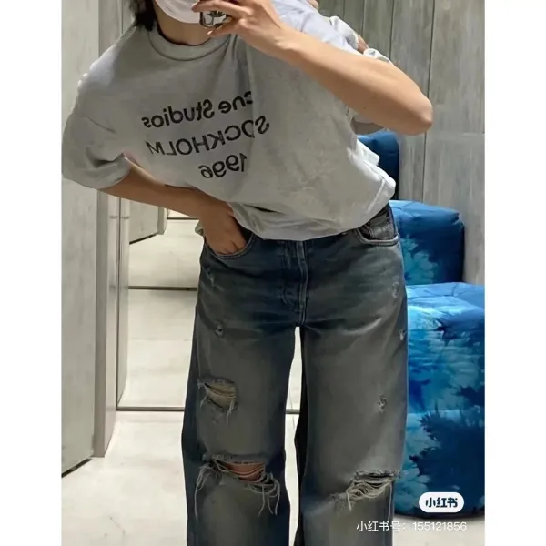 Acne Studios Stockholm 1996 Graphic T-Shirt Black and Gray - 15