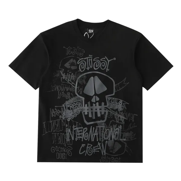 Stussy International Crew Skull Graphic Black T-Shirt - 1