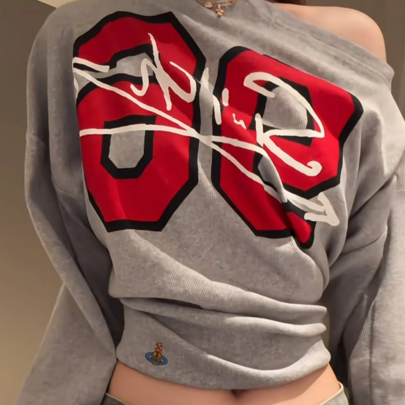 Vivienne Westwood 96 Red Script White Knit Sweater