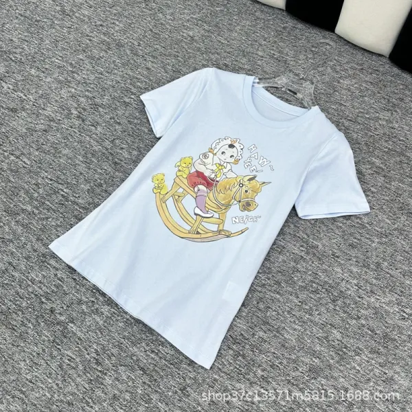 Design Rocking Horse Illustration Light Blue T-Shirt - 11