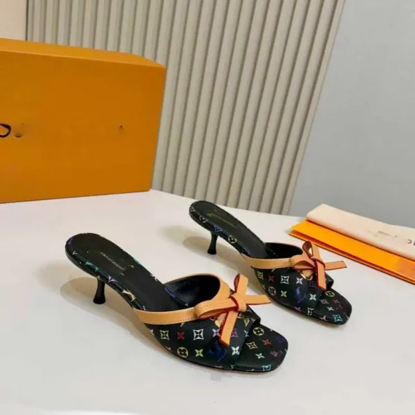 Louis Vuitton Monogram Bow Mule Brown Beige Sandals - 9