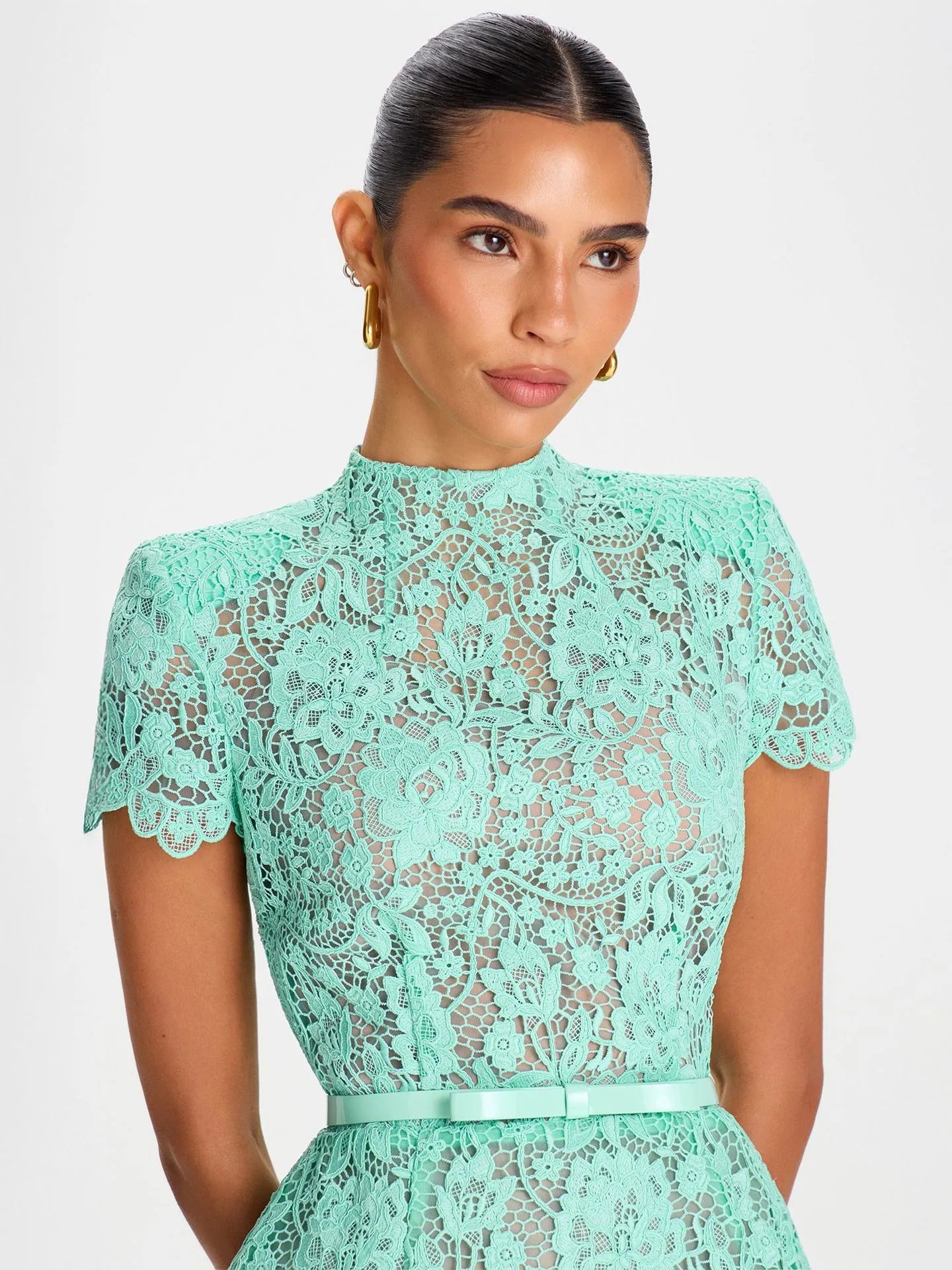 Design Lace Mini Dress Lemon Yellow - 12