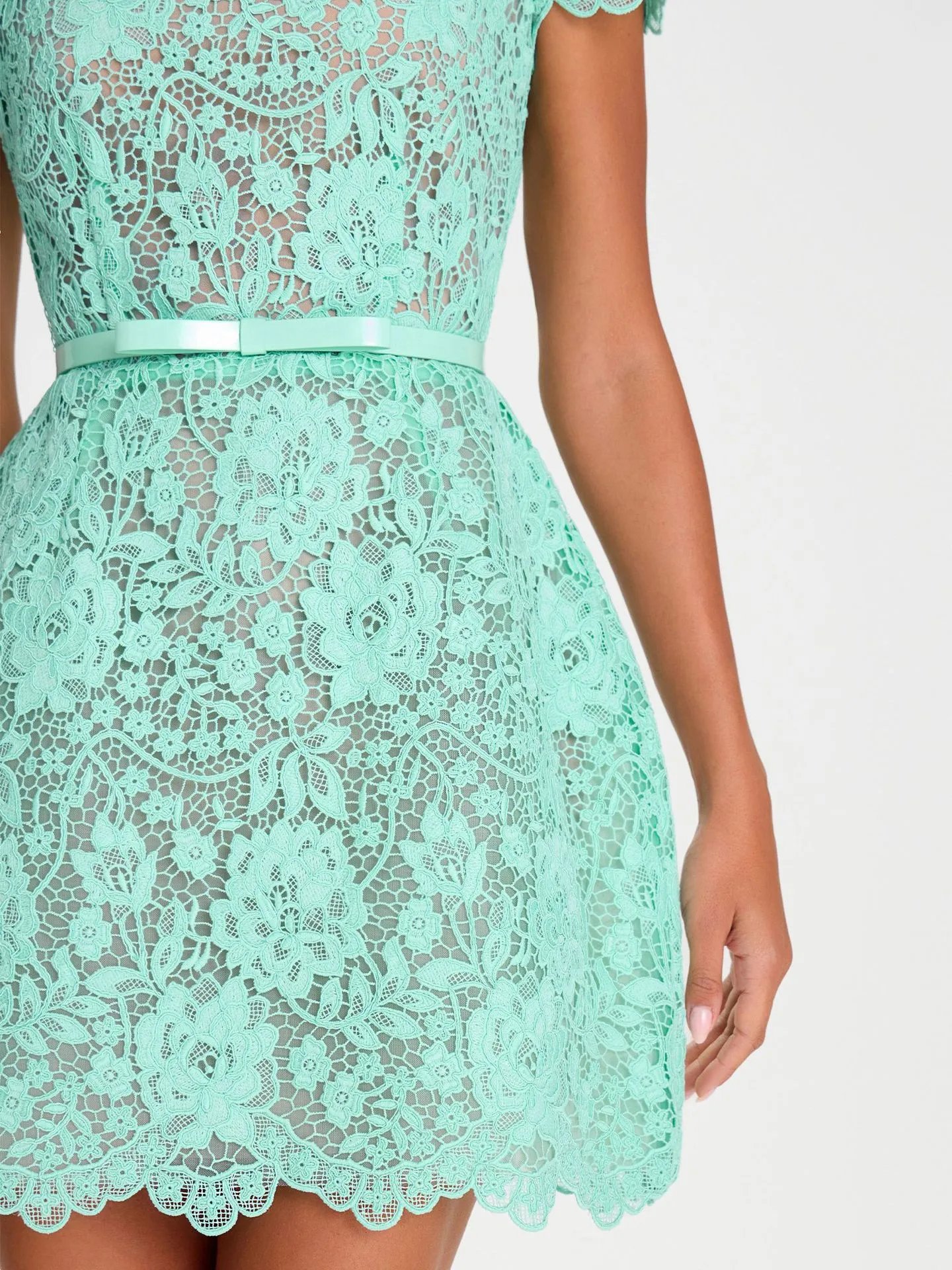 Design Lace Mini Dress Lemon Yellow - 16