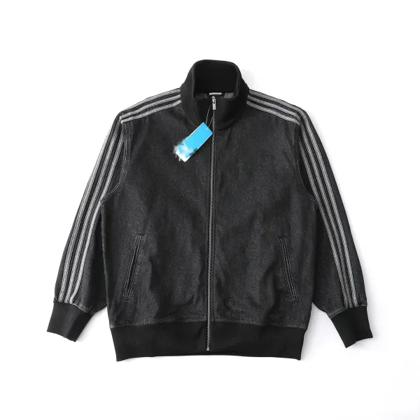 Adidas Originals Track Jacket Black Denim-Effect Outerwear - 1