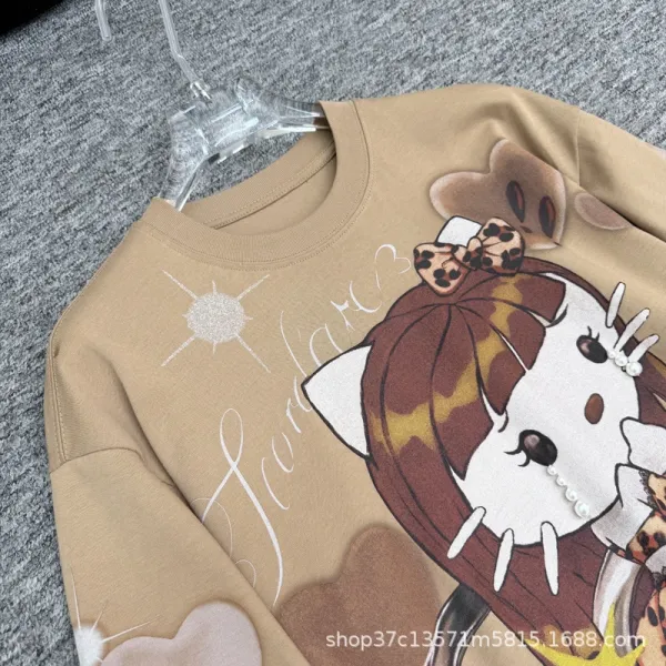 Hello Kitty Graphic Layered Sleeve T-Shirt Beige - 4