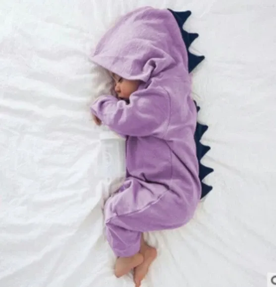 Design Dinosaur Hooded Romper Green Kids Sleepwear - 4