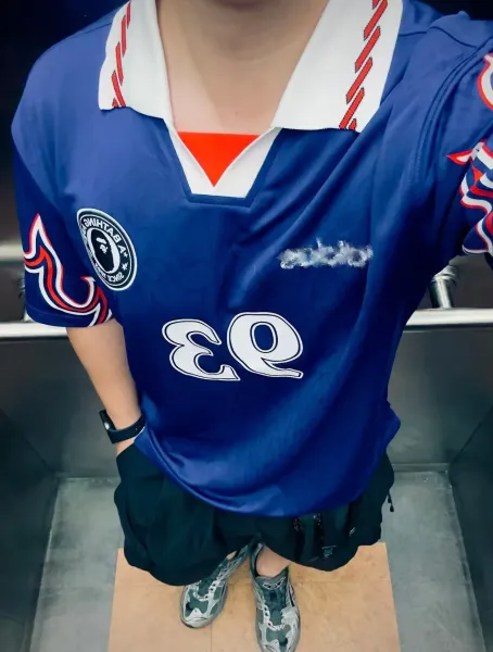 A Bathing Ape Flame Print Jersey Navy Blue - 3