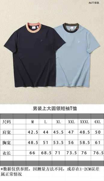 Burberry Logo-Embroidered Ribbed Collar T-Shirt Liquid Blue - 2