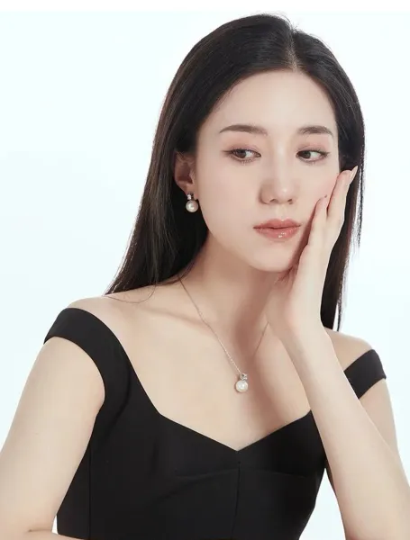 Design Pearl and Crystal Stud Earrings Set White Jewelry - 26